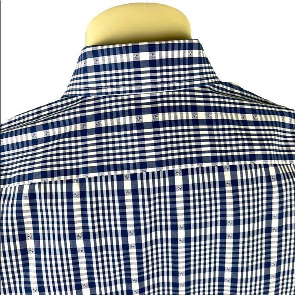 NWOT 1901 Nordstrom L/S Casual Button Down Trim Fit Navy/White Plaid Sz 16/34-35 - Picture 5 of 9